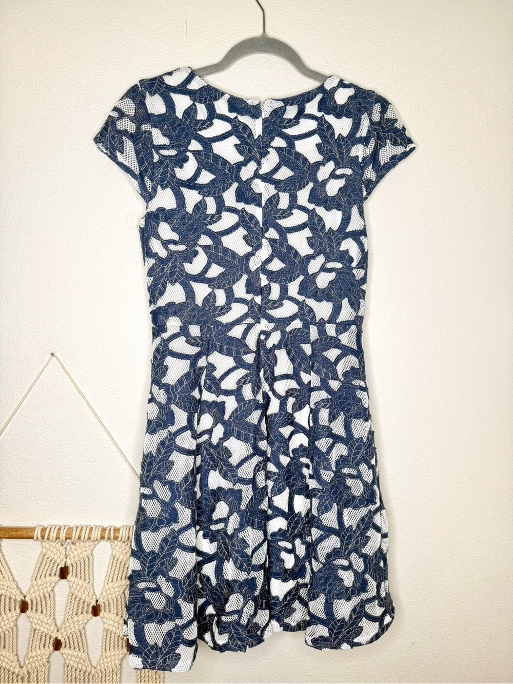 Maison Jules Navy and White Lace Dress cap sleeve feminine garden party girlhood